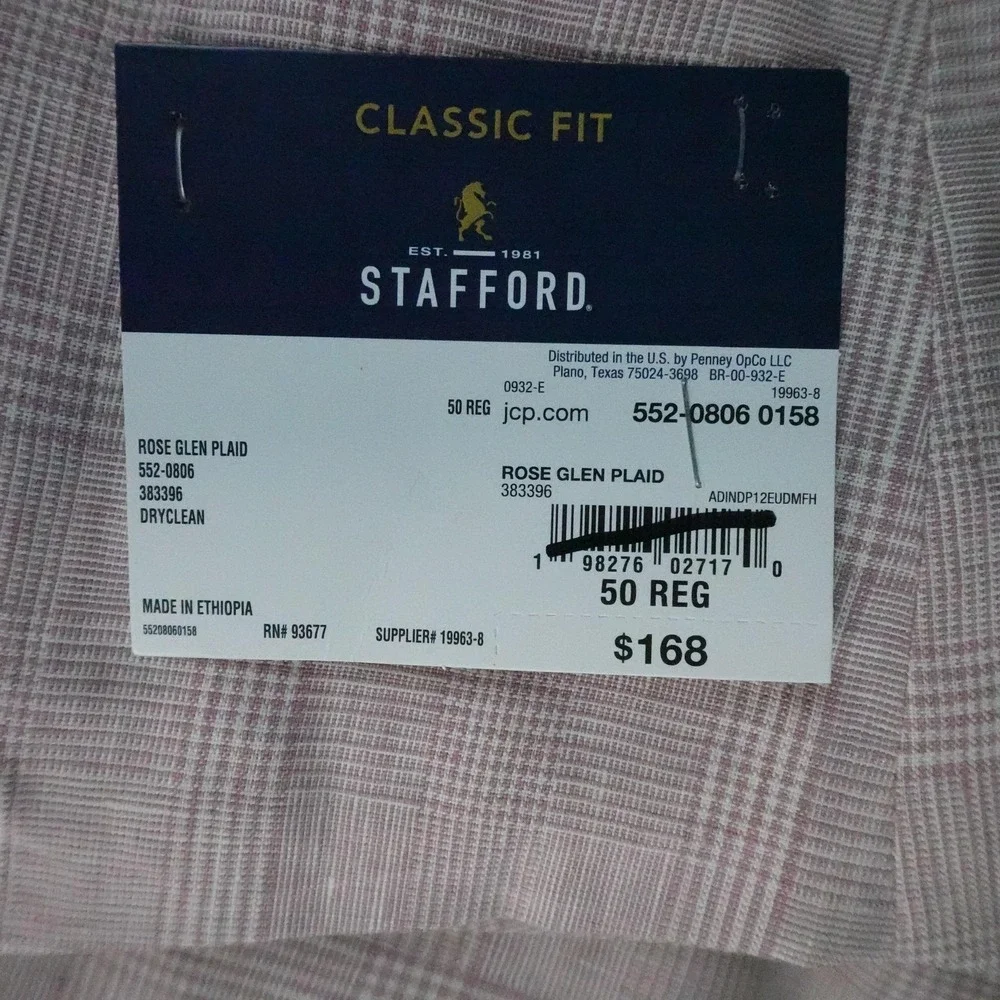 NEW Stafford Blazer Mens 50 Red Glen Plaid Linen Unstructured Sport Coat Jacket